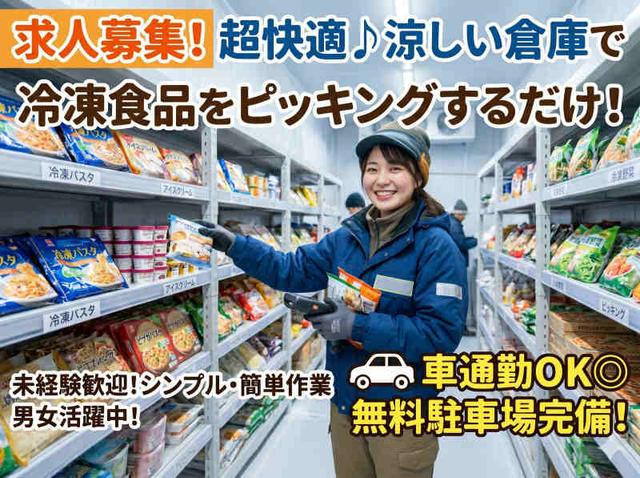 超快適♪涼しい倉庫で冷凍食品をピッキングするだけ！車通勤◎(軽作業・物流、厚木市)のイメージ画像