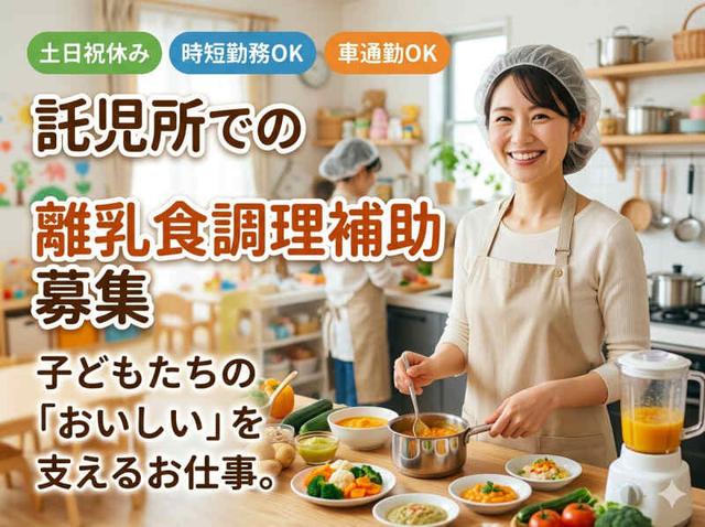 ＼平日のみ＋時短勤務OK／託児所での給食調理補助＠1400円～(フード・飲食、和泉市)のイメージ画像