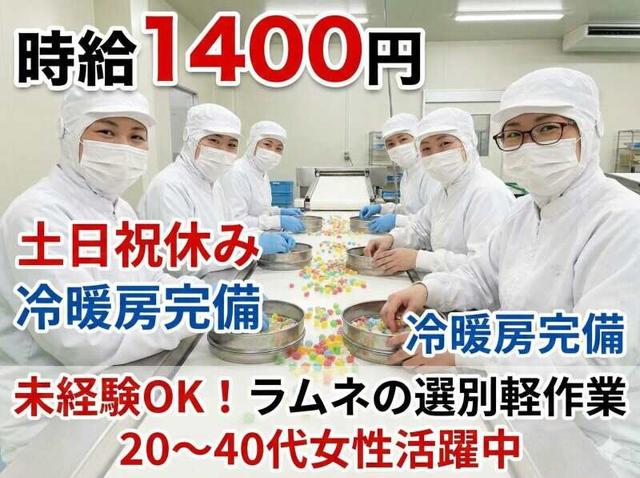 土日祝休×残業少!時給1400円のモクモク快適ラムネ選別♪(軽作業・物流、八尾市)のイメージ画像