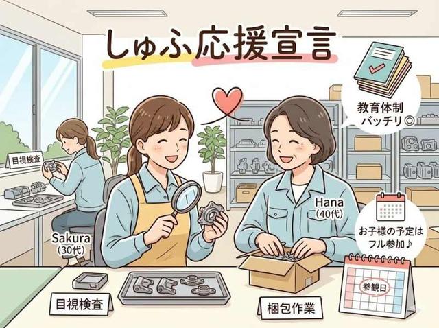 しゅふにモテモテの新工場★目視検査♪お子様の予定はフル参加♪(軽作業・物流、真岡市)のイメージ画像