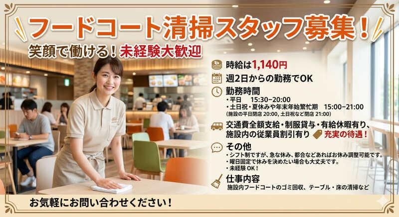 ショッピングモールのフードコートスタッフの仕事画像1