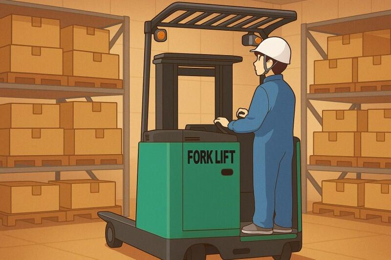 コンビニ商品を扱う倉庫でのリーチフォーク作業の仕事画像1