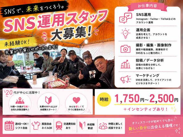 どうせ働くんやったら、稼げる方がええやん!SNS運用代行(オフィス、大阪市北区)のイメージ画像
