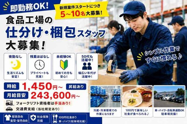 【未経験】倉庫内軽作業スタッフ/月24万3千円以上/社食100円(軽作業・物流、加須市)のイメージ画像