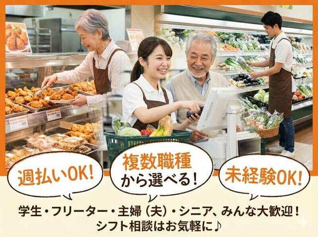 シニア活躍中!★品出し・レジ・精肉★WEB登録OK!履歴書不要◎(販売、千葉市中央区)のイメージ画像